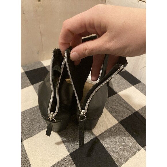 Calou Stockholm Clogs Black Leather Ankle Wrap Zip Bootie Size 38 EU US 7 - Picture 7 of 10